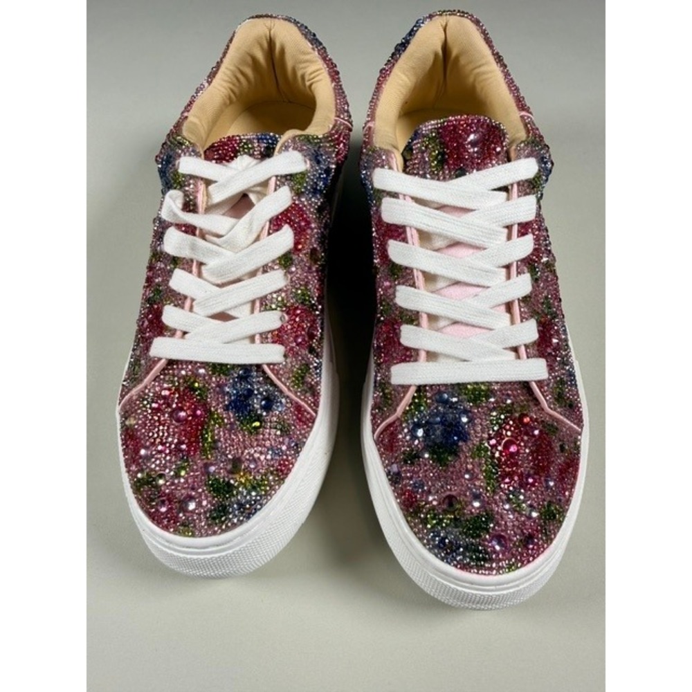 Betsey Johnson SB-SIDNY Pink Floral Rhinestone Platform Sneakers Womens 8M